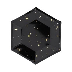 Tallerken - Sort med guldstjerner - 20 cm