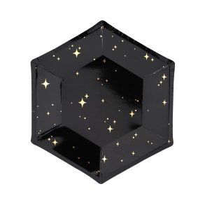 Tallerken - Sort med guldstjerner - 20 cm