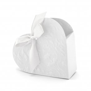 Favourbox - Hjerte med sljfe - Hvid - 10 stk.