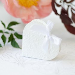 Favourbox - Hjerte med sljfe - Hvid - 10 stk.