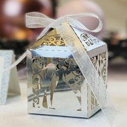 Favourbox med brudepar - Slv - 5 stk.