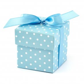 Favourbox med prikker - Lysebl - 10 stk.