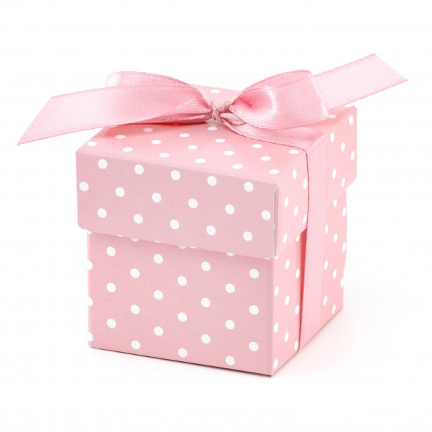 Favourbox med prikker - Lyserd - 10 stk.