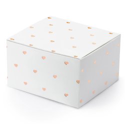 Favourbox med rosa guldhjerter - 10 stk.