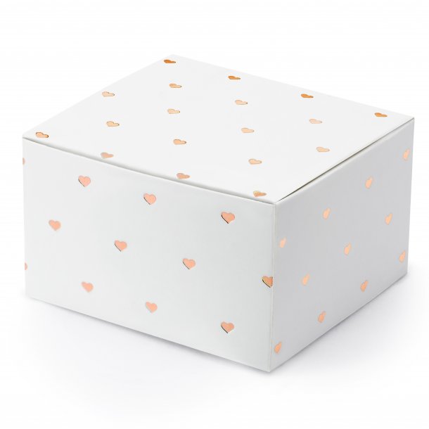 Favourbox med rosa guldhjerter - 10 stk.