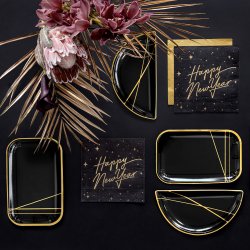 Tallerken - Sort / Guld - 22 cm