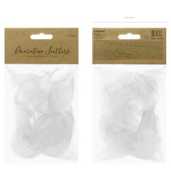 Dekorationsfjer - Hvid - 5-8 cm - 3 gram