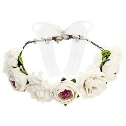 Blomsterkrone - Hvid - 17 cm