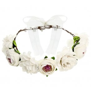 Blomsterkrone - Hvid - 17 cm