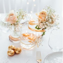 Flydelys - Metallic guld - 4 cm, 5 stk.