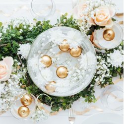 Flydelys - Metallic guld - 4 cm, 5 stk.