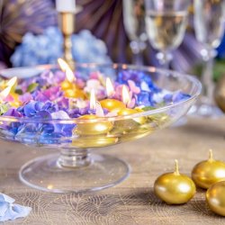 Flydelys - Metallic guld - 4 cm, 5 stk.