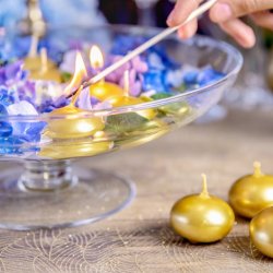 Flydelys - Metallic guld - 4 cm, 5 stk.