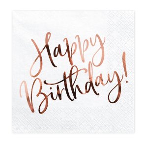 Servietter - Happy Birthday - Rosaguld