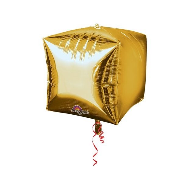Folieballon - Cube - GULD - 38 cm - 3 stk.