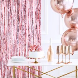 Glitter Gardin - Rosa Guld - 90 x 250 cm