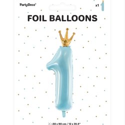 Folieballon - TAL 1 - Lysebl med guldkrone