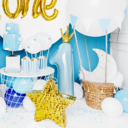 Folieballon - TAL 1 - Lysebl med guldkrone