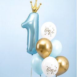 Folieballon - TAL 1 - Lysebl med guldkrone