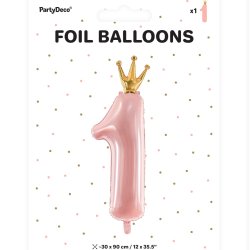 Folieballon - TAL 1 - Lyserd med guldkrone