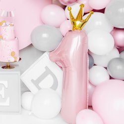 Folieballon - TAL 1 - Lyserd med guldkrone