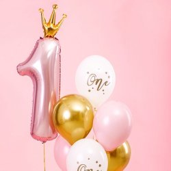 Folieballon - TAL 1 - Lyserd med guldkrone