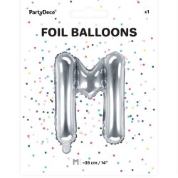 Folieballon - Bogstav M - 35 cm - Slv