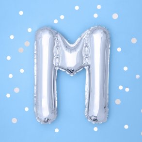 Folieballon - Bogstav M - 35 cm - Slv