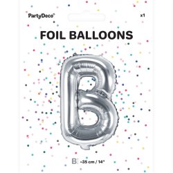 Folieballon - Bogstav B - 35 cm - Slv