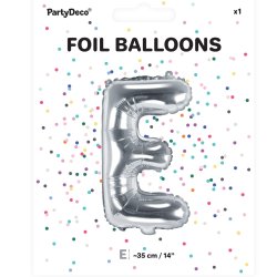 Folieballon - Bogstav E - 35 cm - Slv