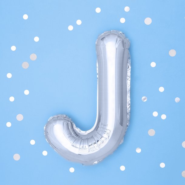 Folieballon - Bogstav J - 35 cm - Slv