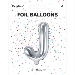 Folieballon - Bogstav J - 35 cm - Slv