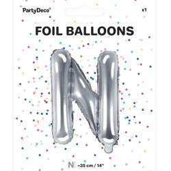 Folieballon - Bogstav N - 35 cm - Slv