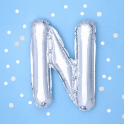 Folieballon - Bogstav N - 35 cm - Slv