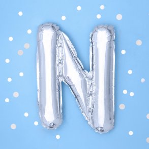 Folieballon - Bogstav N - 35 cm - Slv