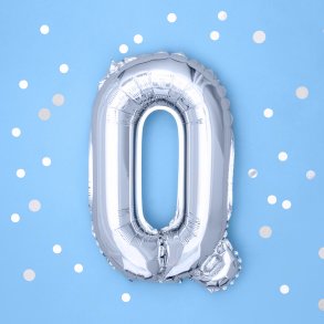 Folieballon - Bogstav Q - 35 cm - Slv
