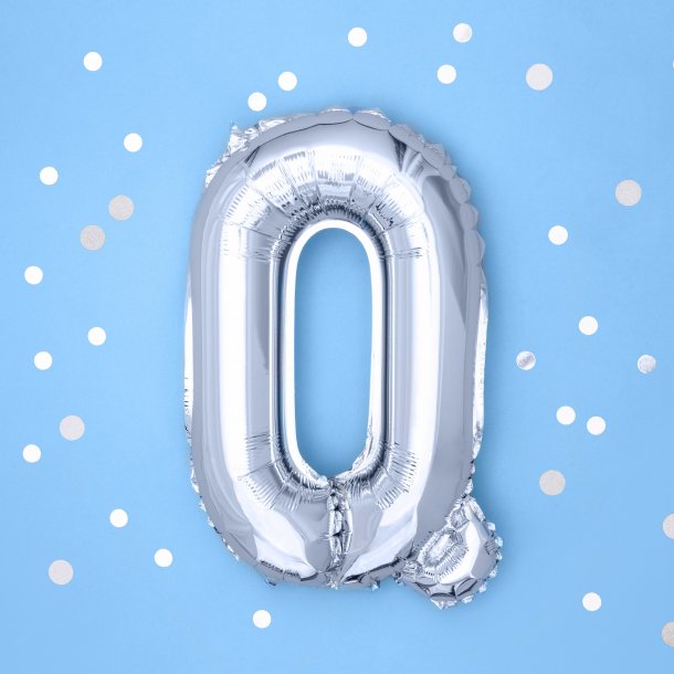 Folieballon - Bogstav Q - 35 cm - Slv