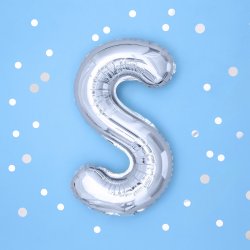 Folieballon - Bogstav S - 35 cm - Slv