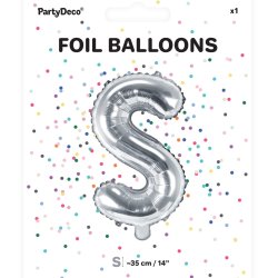 Folieballon - Bogstav S - 35 cm - Slv