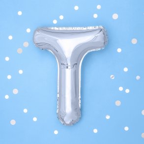 Folieballon - Bogstav T - 35 cm - Slv