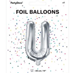 Folieballon - Bogstav U - 35 cm - Slv