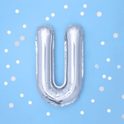 Folieballon - Bogstav U - 35 cm - Slv