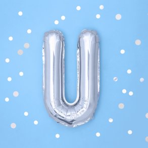 Folieballon - Bogstav U - 35 cm - Slv