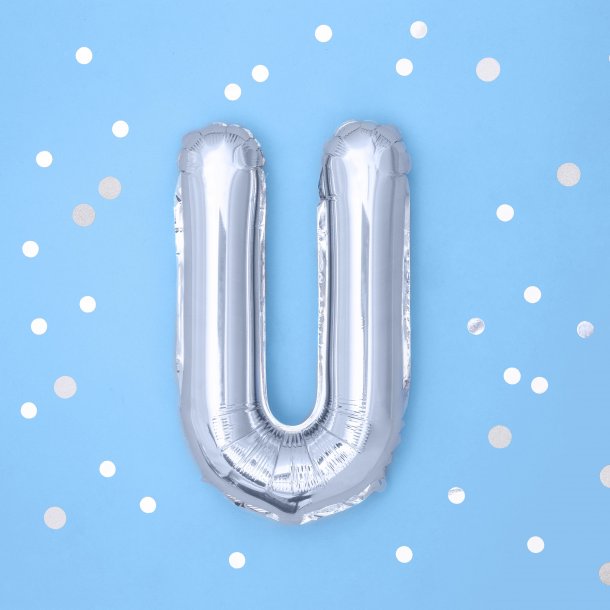 Folieballon - Bogstav U - 35 cm - Slv