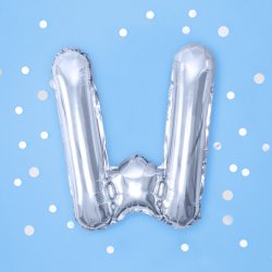 Folieballon - Bogstav W - 35 cm - Slv