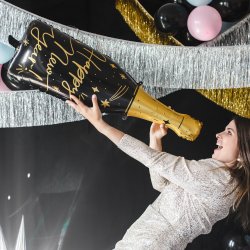 Folieballon - Champagneflaske - SORT - 98 cm