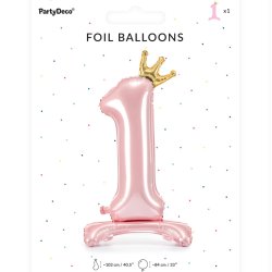 Folieballon - Lyserd med krone - TAL 1 - 84 cm - Stende
