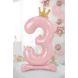 Folieballon - Lyserd med krone - TAL 3 - 84 cm - Stende