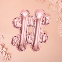 Folieballon - HASHTAG - Rosa guld