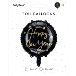 Folieballon - HAPPY NEW YEAR - SORT - 45 cm
